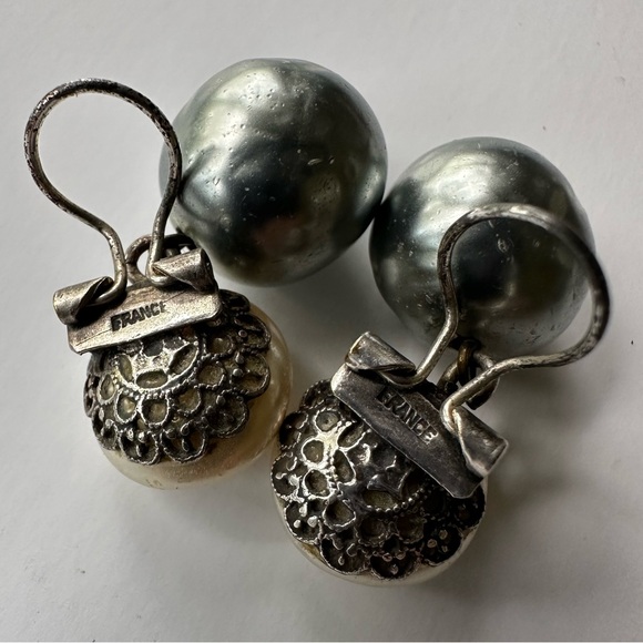 Louis Rousselet Vintage French Baroque Glass Pearl Drop Earrings - Picture 4 of 6